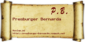 Presburger Bernarda névjegykártya